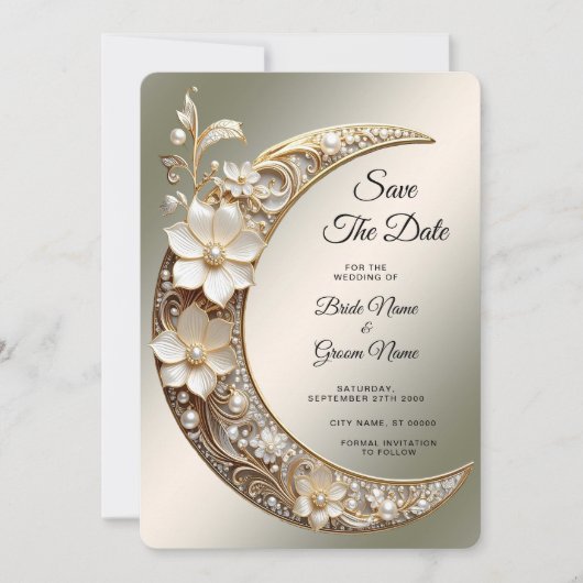 Decoratief Halvemaan Frame Save The Date (Voorkant)