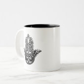 Decoratief Hamsa-ontwerp Tweekleurige Koffiemok (Voorkant links)