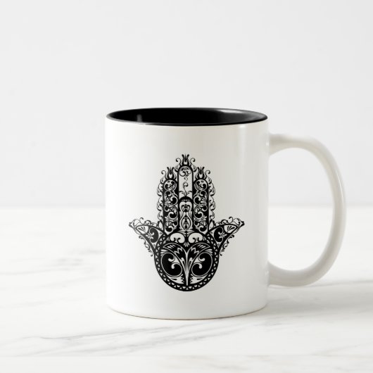 Decoratief Hamsa-ontwerp Tweekleurige Koffiemok (Rechts)
