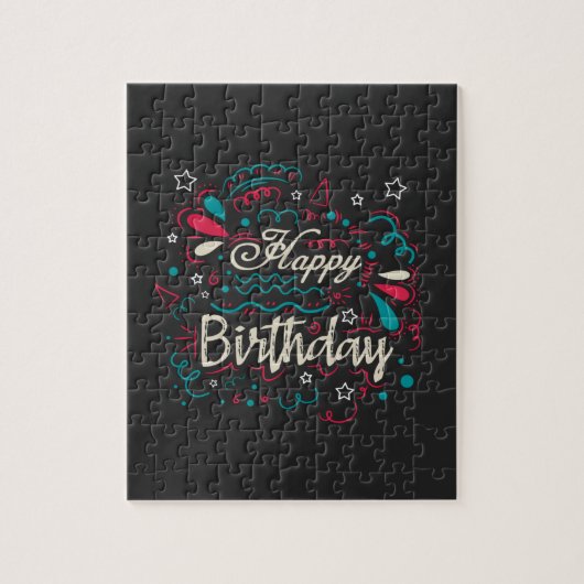 decoratief happy birthday legpuzzel (Verticaal)