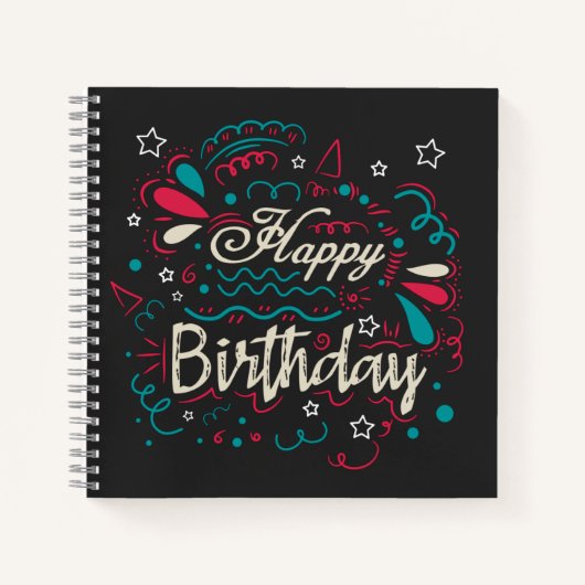 decoratief happy birthday notitieboek (Voorkant)