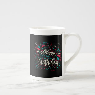 decoratief happy birthday porselein kop