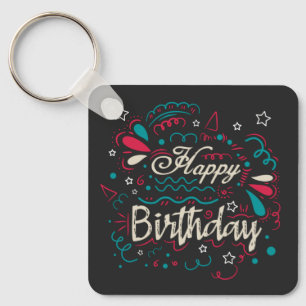 decoratief happy birthday sleutelhanger
