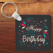 decoratief happy birthday sleutelhanger (Voorkant)