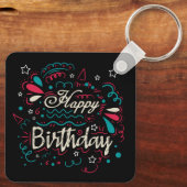 decoratief happy birthday sleutelhanger (Achterkant)
