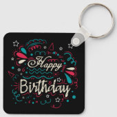 decoratief happy birthday sleutelhanger (Achterkant)