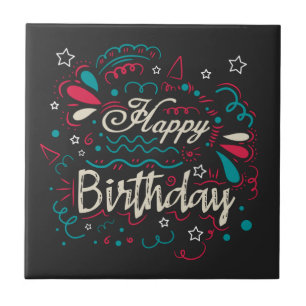 decoratief happy birthday tegeltje