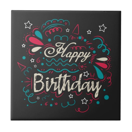 decoratief happy birthday tegeltje (Voorkant)