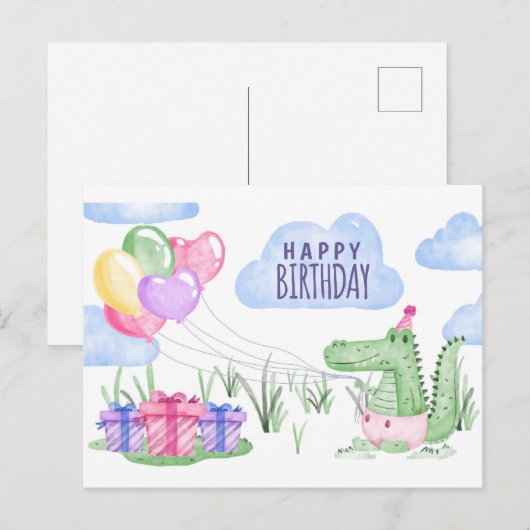 Decoratief Happy Birthday Thema Briefkaart (Voorkant / Achterkant)