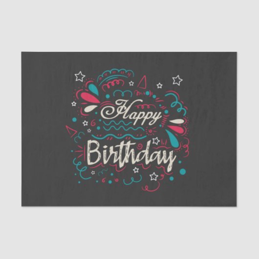 decoratief happy birthday tissuepapier (Voorkant)