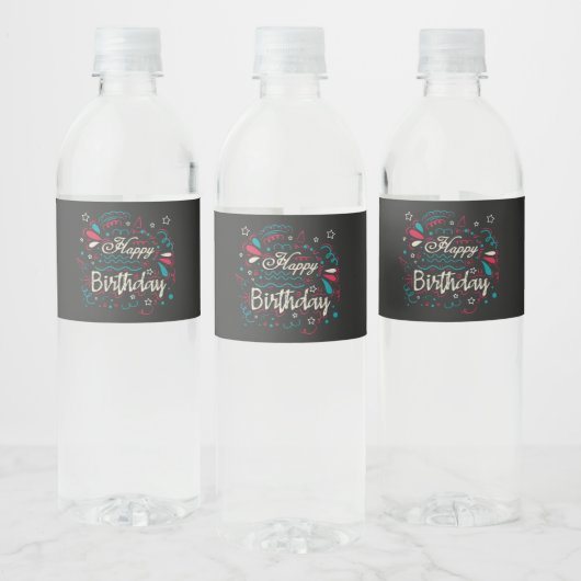 decoratief happy birthday waterfles etiket (Flessen)