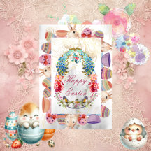 Decoratief Happy Paaster Bunny Bird Kaart