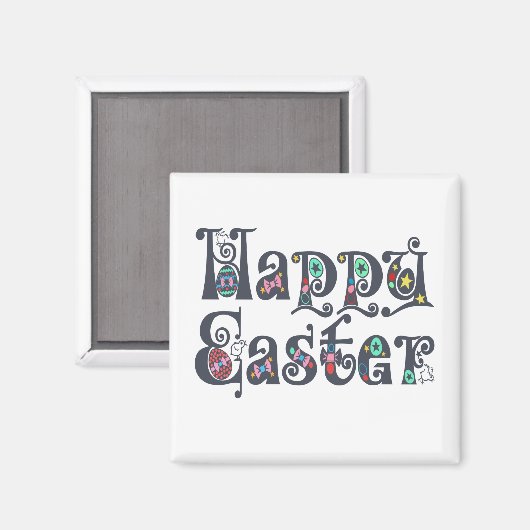 Decoratief Happy Pasen | Magneet (Voorkant / Achterkant)