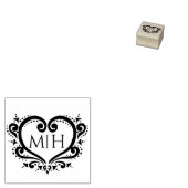 Decoratief hart monogram aangepaste initialen brui rubberstempel (Gestempeld)