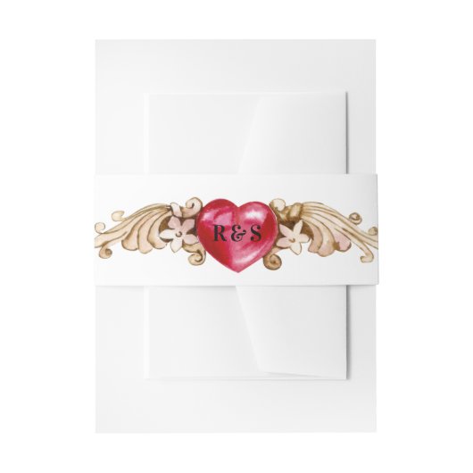 Decoratief Hart | Monogram Uitnodigingen Wikkel (Voorkant Voorbeeld)