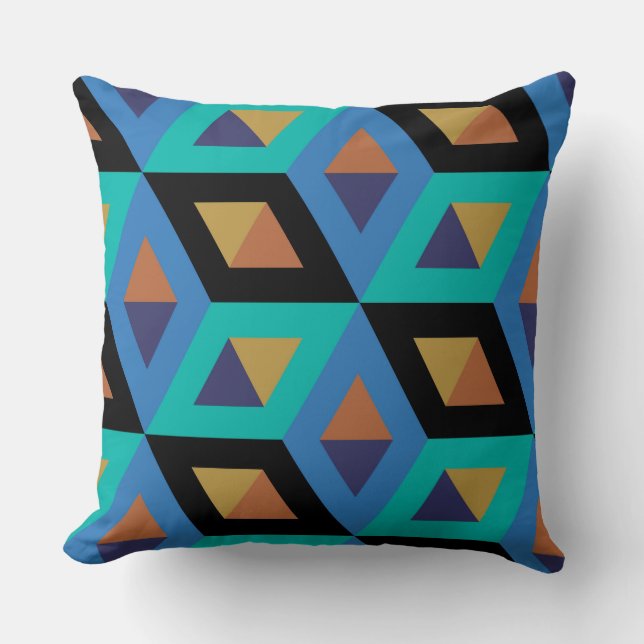 Decoratief hexagons-mozaïekpatroon kussen (Voorkant)