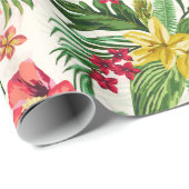 Decoratief Hibiscus bloemmotief Cadeaupapier (Rol Hoek)
