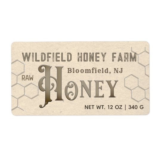Decoratief HONEY Boerderij Market Label Honeycomb  (Voorkant)