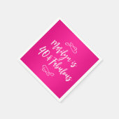Decoratief Hot Pink en White Script 40 & Fabulous Servet (Hoek)