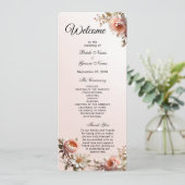 Decoratief Huwelijksprogramma met Roze en Witte Bl Programmakaart (Staand voorkant)