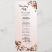 Decoratief Huwelijksprogramma met Roze en Witte Bl Programmakaart (Achterkant)