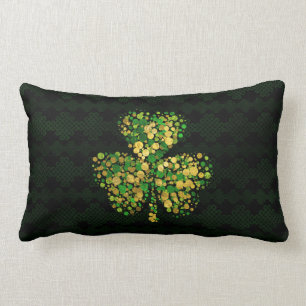 Decoratief Iers Shamrock - Clover Gold en Green Kussen