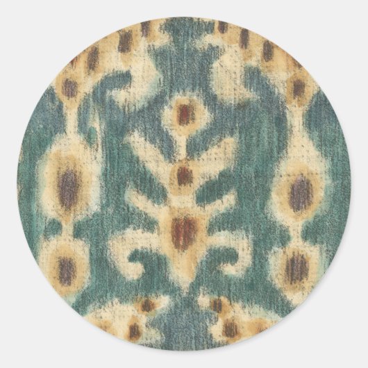 Decoratief Ikat Fabric-ontwerp van Chariklia Zarri Ronde Sticker (Voorkant)