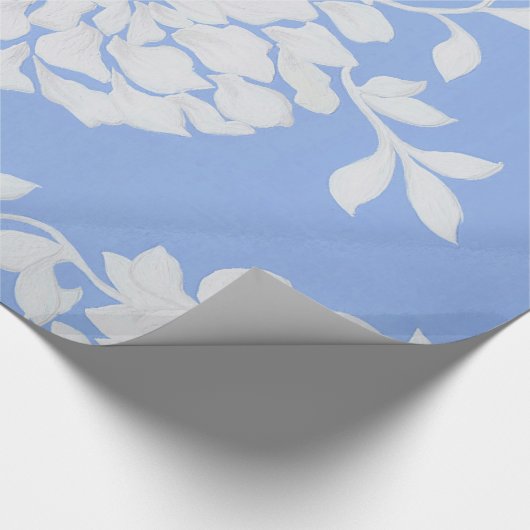 Decoratief Inclined Step Pattern bloemen Leaf Blue Cadeaupapier (Hoek)