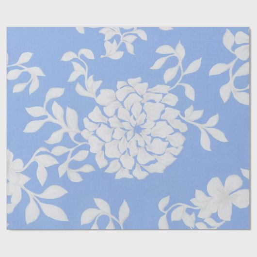 Decoratief Inclined Step Pattern bloemen Leaf Blue Cadeaupapier (Vlak)