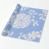 Decoratief Inclined Step Pattern bloemen Leaf Blue Cadeaupapier (Uitgerold)