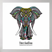 Decoratief Indische olifant Poster (Voorkant)