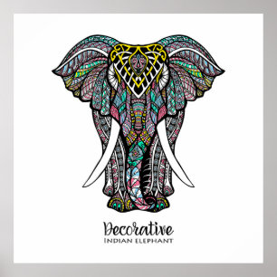 Decoratief Indische olifant Poster