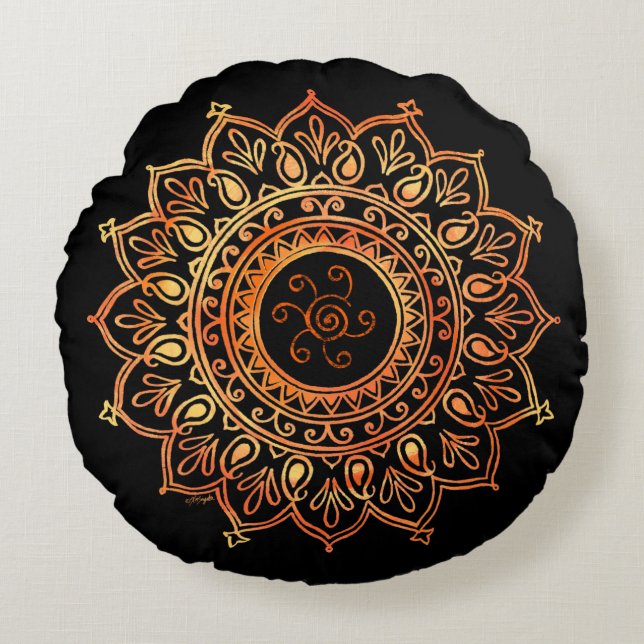 Decoratief Indische zon Rond Kussen (Voorkant)