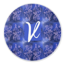 Decoratief Initiaal Keramisch trekblauw/paars Keramische Knop