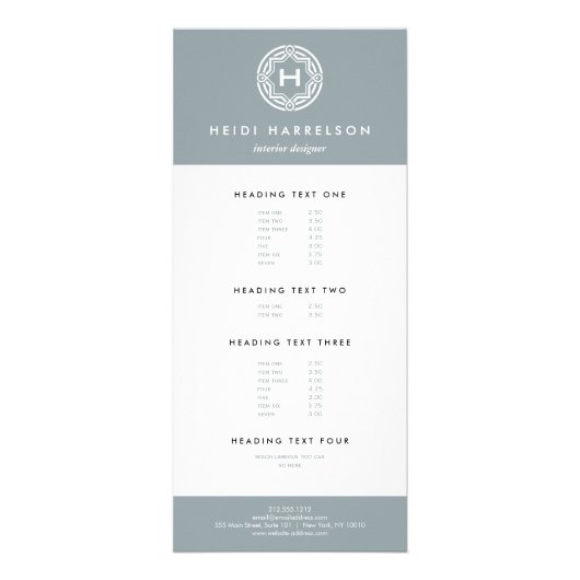 DECORATIEF INITIAAL LOGO op LEISTEEN GRIJS Reclamekaart (Voorkant)