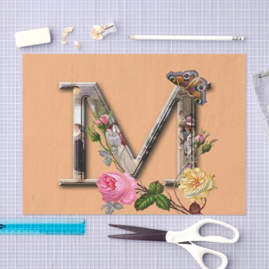 Decoratief Initiaal "M" Tissuepapier (Craft)