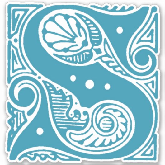 Decoratief Initiaal S Monogram Sticker -  S (Voorkant)