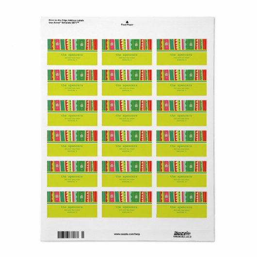 Decoratief kerstadreslabel etiket (Full Sheet)