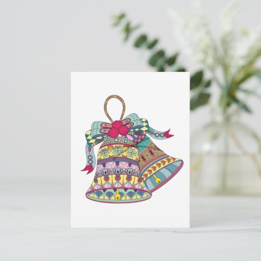 Decoratief kerstbel element feestdagenkaart (Staand voorkant)