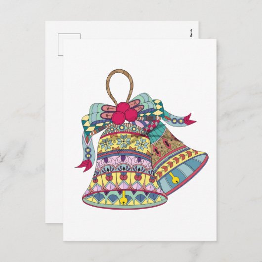 Decoratief kerstbel element feestdagenkaart (Voorkant / Achterkant)