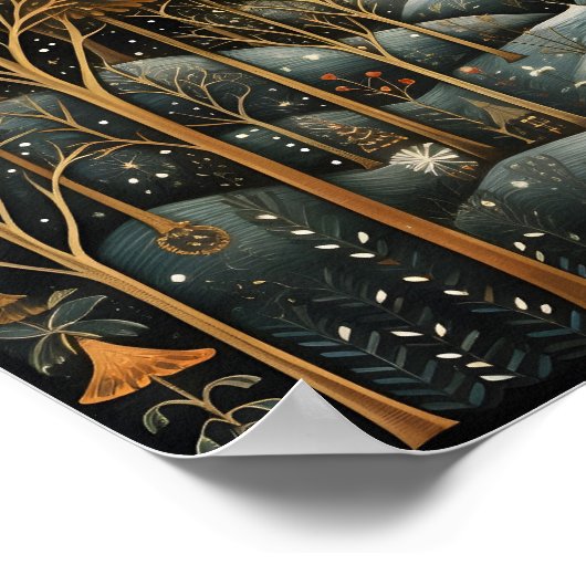 Decoratief kerstbos poster (Hoek)