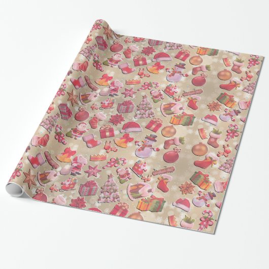 Decoratief kerstdecor ornament verpakkings papier (Uitgerold)
