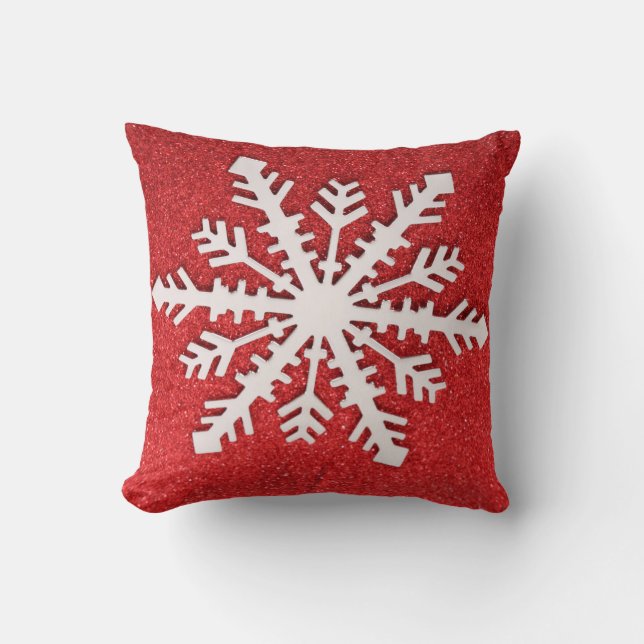 Decoratief kerstfeest Rood Glitter Snowflake Holid Kussen (Voorkant)