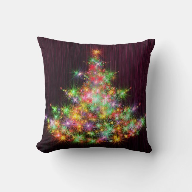 Decoratief kerstgoud glitter Tree Black Kussen (Voorkant)
