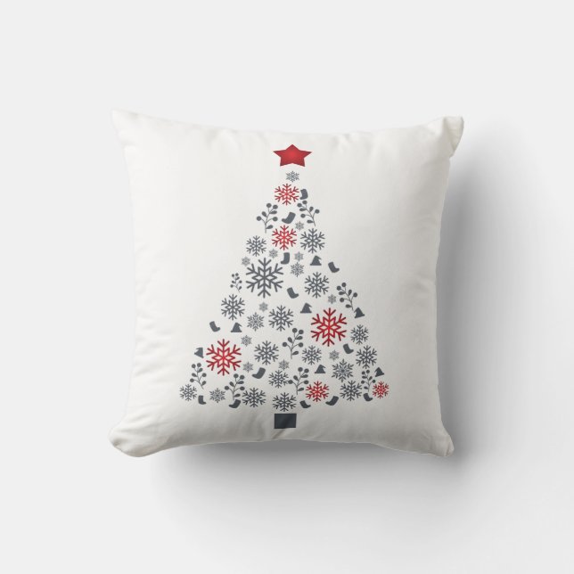Decoratief kerstgoud glitter Tree Black Throw Kussen (Voorkant)