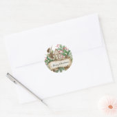 Decoratief kersthuis ronde sticker (Envelop)