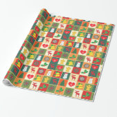 Decoratief kerstpatroon cadeaupapier (Uitgerold)