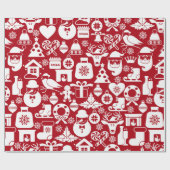 Decoratief kerstpatroon cadeaupapier (Vlak)