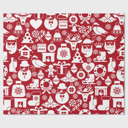 Decoratief kerstpatroon cadeaupapier (Vlak)