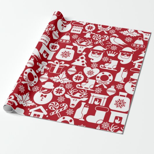 Decoratief kerstpatroon cadeaupapier (Uitgerold)